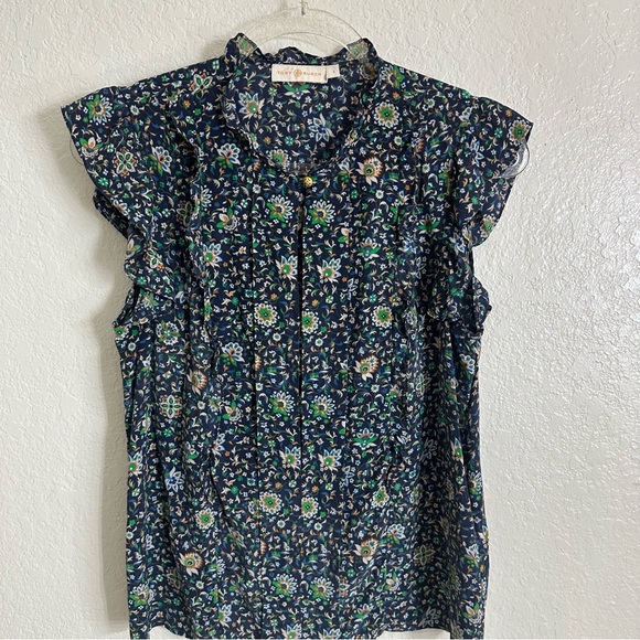 Tory Burch Printed Ruffle Shell Top size 4 - Picture 6 of 12